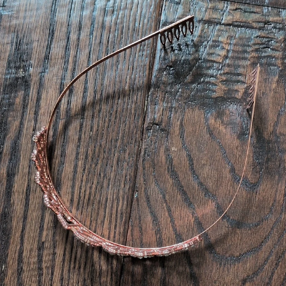 Rose Gold Crystal 18th Birthday Party Celebration Photo Prop Tiara with Combs